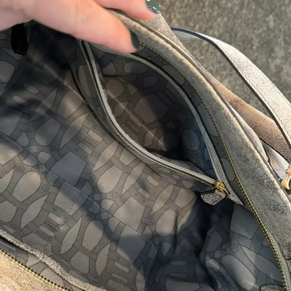 AIMEE KESTENBERG GRAY/ IRIDESCENT ROSE GOLD HESTON SATCHEL W/ GOLD HARDWARE - Picture 12 of 16